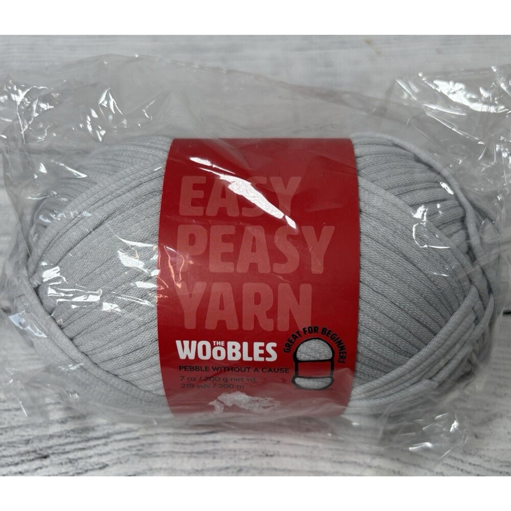 Woobles Easy Peasy Yarn Pebble Without A Cause GREY One Skein 7 oz 219 Yds